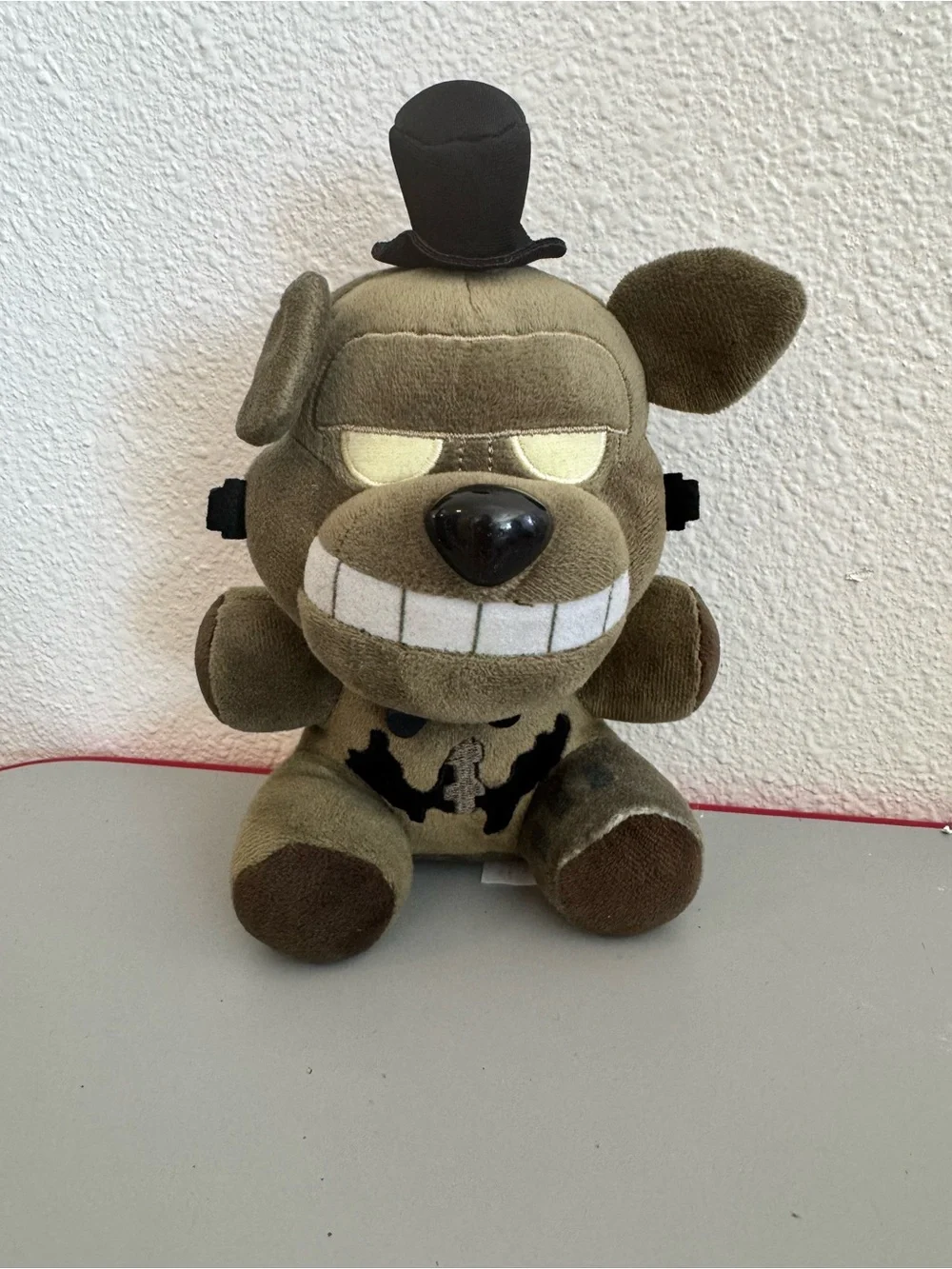 Plush Dog Toy - Olive Green Smiling Pup with Top Hat